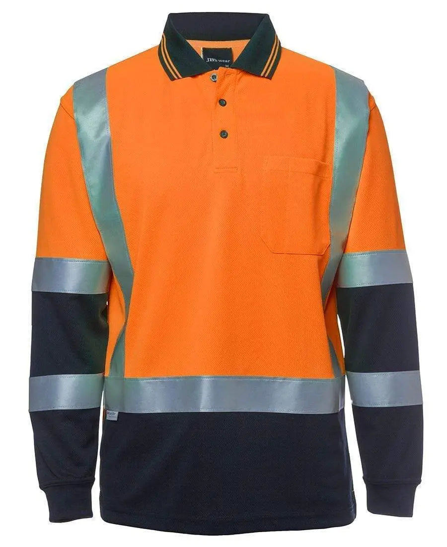JB'S Hi-Vis Long Sleeve H Pattern Trad Polo 6DHL Metro Workwear.